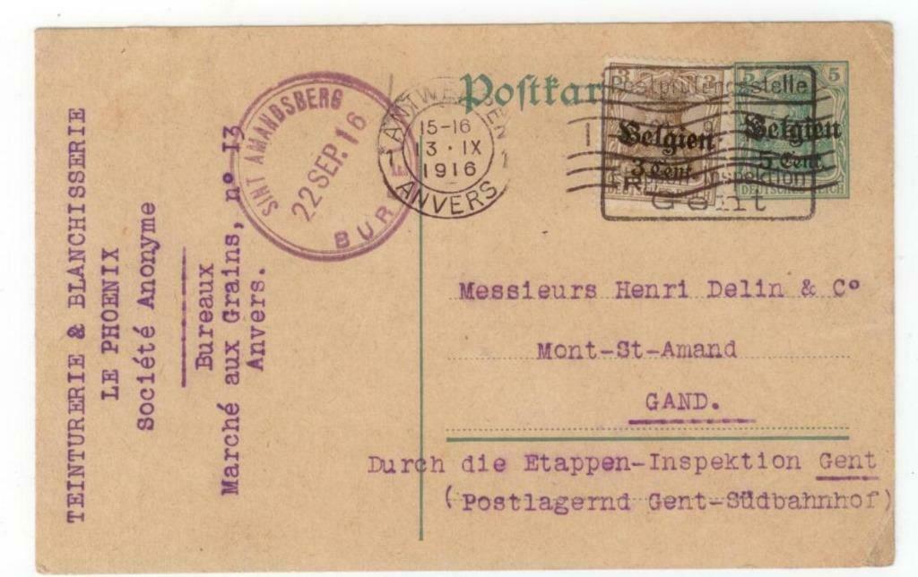 POSTKAART MET POSTZEGEL  1916 DEUTSCHES  REICH, Ophalen, Duitse Keizerrijk, Gestempeld