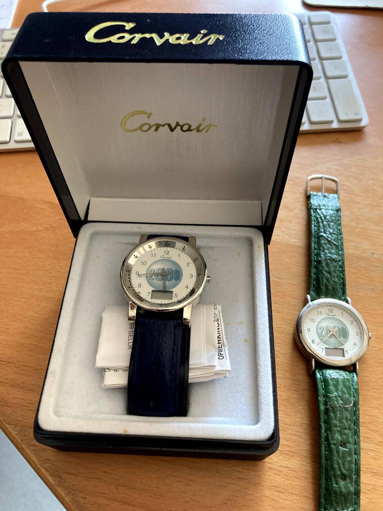 Montres Corvair 2000, Leer, Staal, Polshorloge, Zo goed als nieuw
