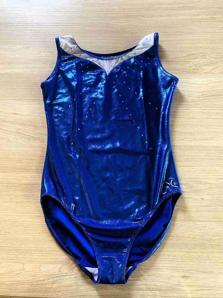 blauw turnpak - maat 14 jaar, Taille enfant de 146 à 140, Enlèvement ou Envoi, Comme neuf, Maillot de gymnastique