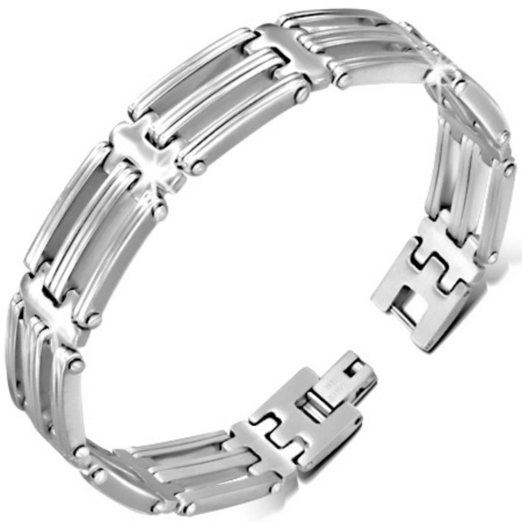 Herenarmband in RVS roestvrij staal - 12 mm, Ophalen of Verzenden, Nieuw, Zilver, Staal