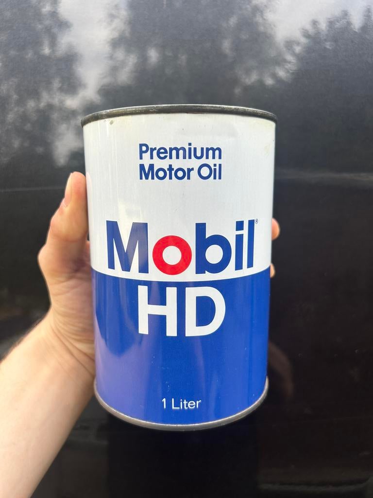 Bidon d’huile Olieblik olie blik oil can Mobil mobiloil full, Collections, Marques & Objets publicitaires, Enlèvement ou Envoi