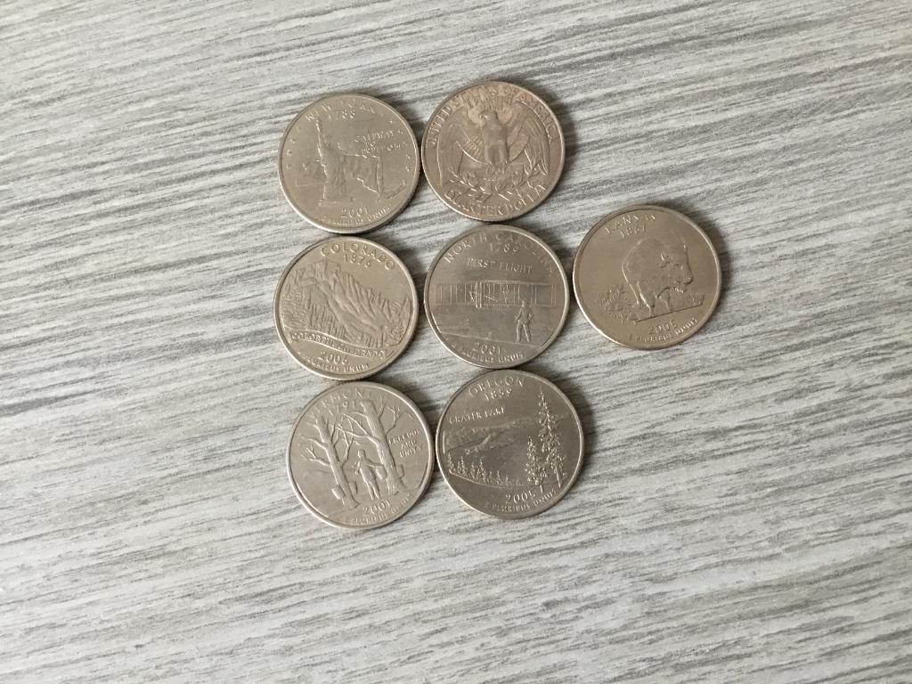 7 munten - Staten van Amerika - quarter dollar, Enlèvement ou Envoi, Monnaie en vrac
