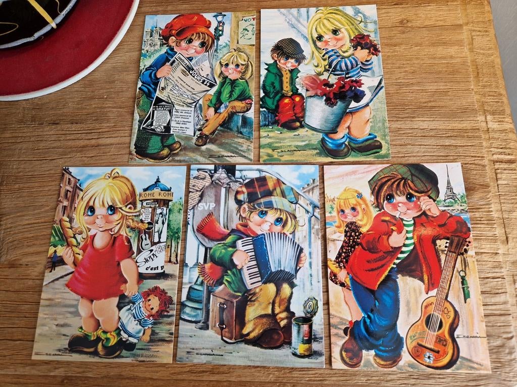Lot van 5 vintage postkaarten, Ophalen of Verzenden