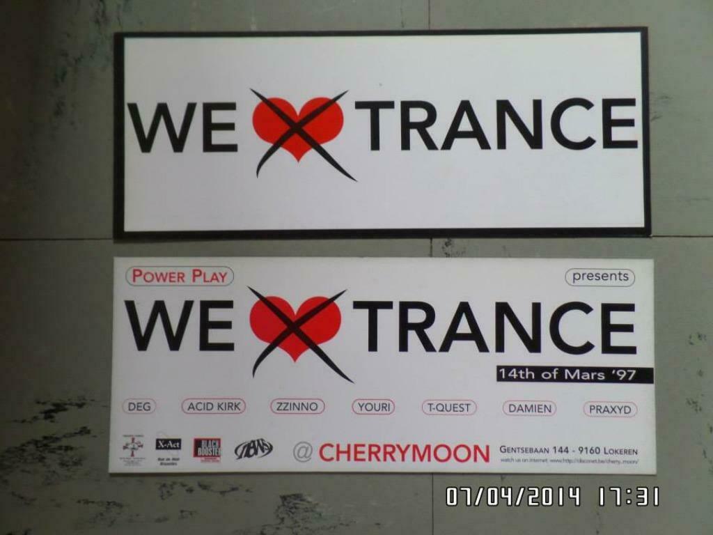 Flyers Power Play We Trance @ Cherry Moon (Lokeren), Verzamelen, Ophalen of Verzenden, Gebruikt, Overige typen