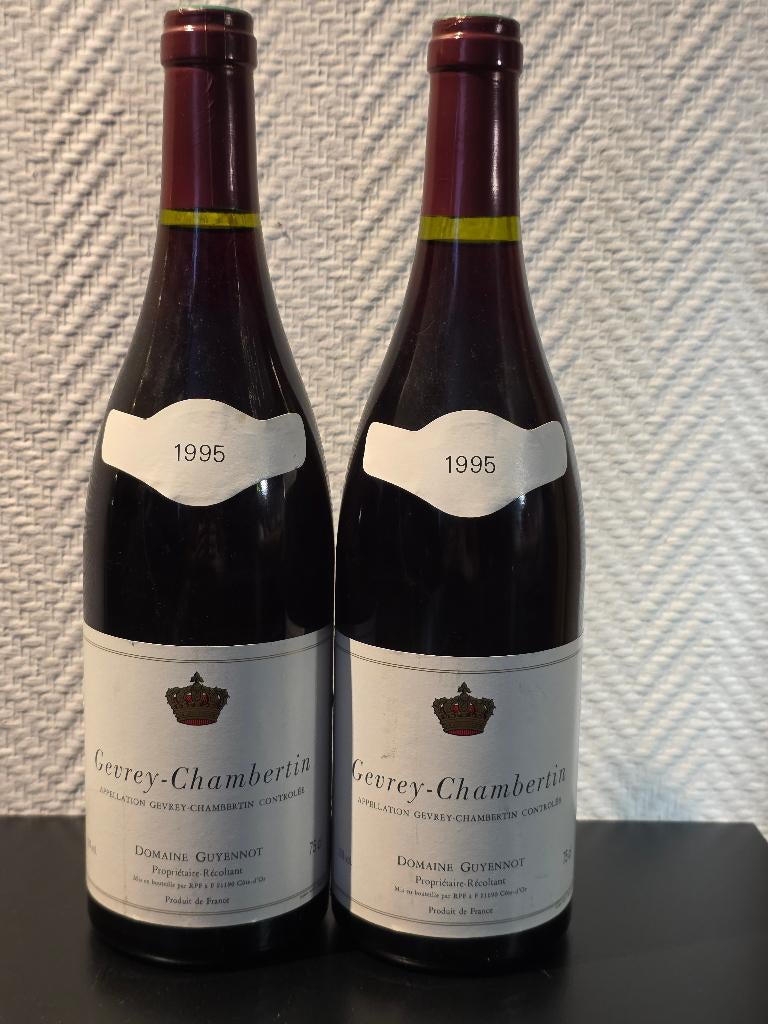 2x Gevrey-Chambertin 1995 - Domaine Guyennot, Collections, Vins, Pleine, Comme neuf, Vin rouge, France