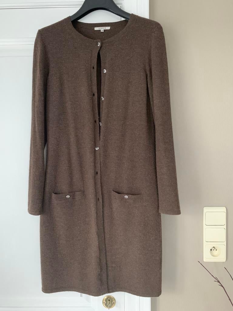 Half lange fijne vest Cardigan Gigue 38 bruin, Ophalen of Verzenden