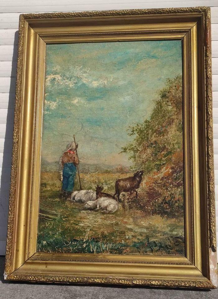 huile sur panneau signe isidore verheyden, Antiek en Kunst, Ophalen of Verzenden