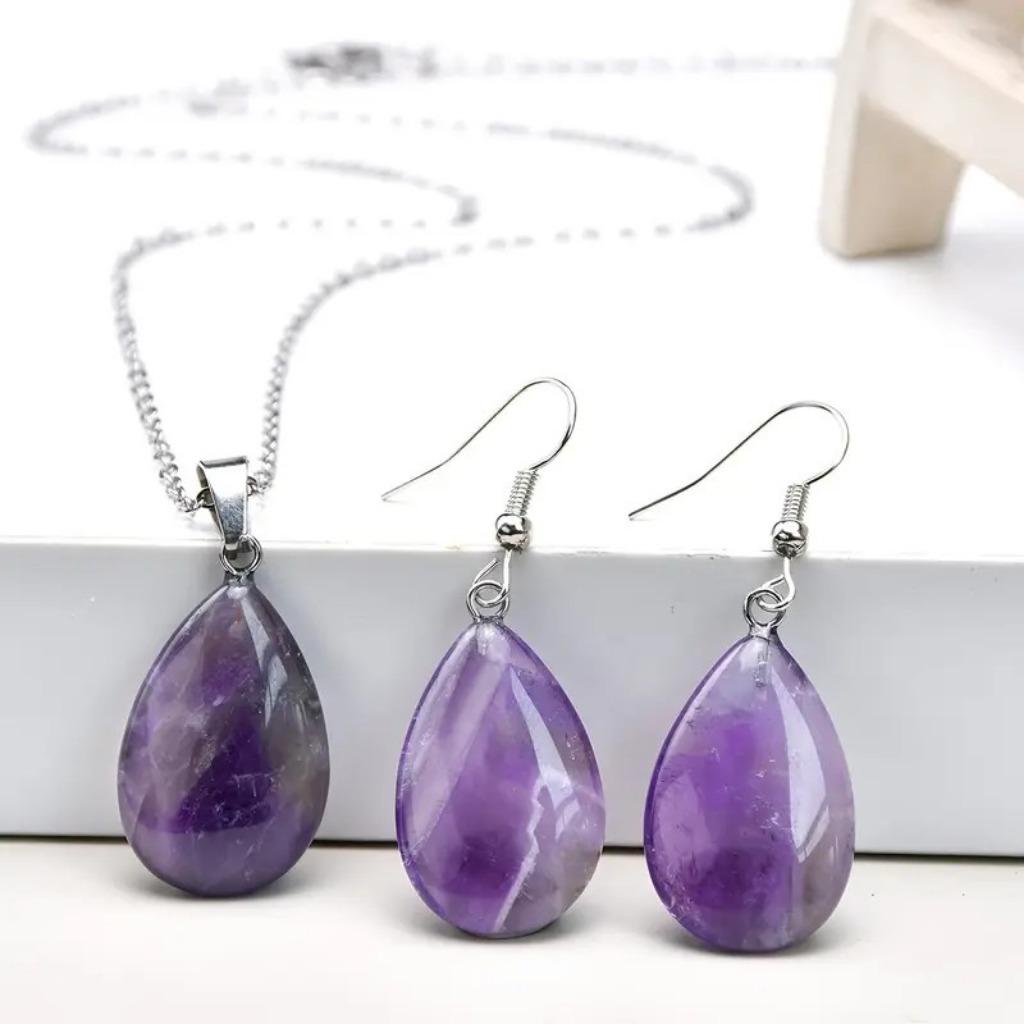 Ensemble de bijoux en améthyste, Bijoux, Sacs & Beauté, Colliers, Neuf, Pierre ou Minéral, Avec pendentif, Violet