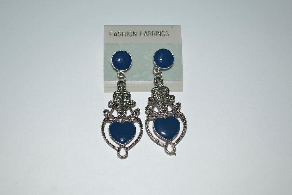 Donker blauwe oorbellen in Art-Deco stijl (nieuw), Bijoux, Sacs & Beauté, Boucles d'oreilles, Neuf, Enlèvement ou Envoi, Autres matériaux