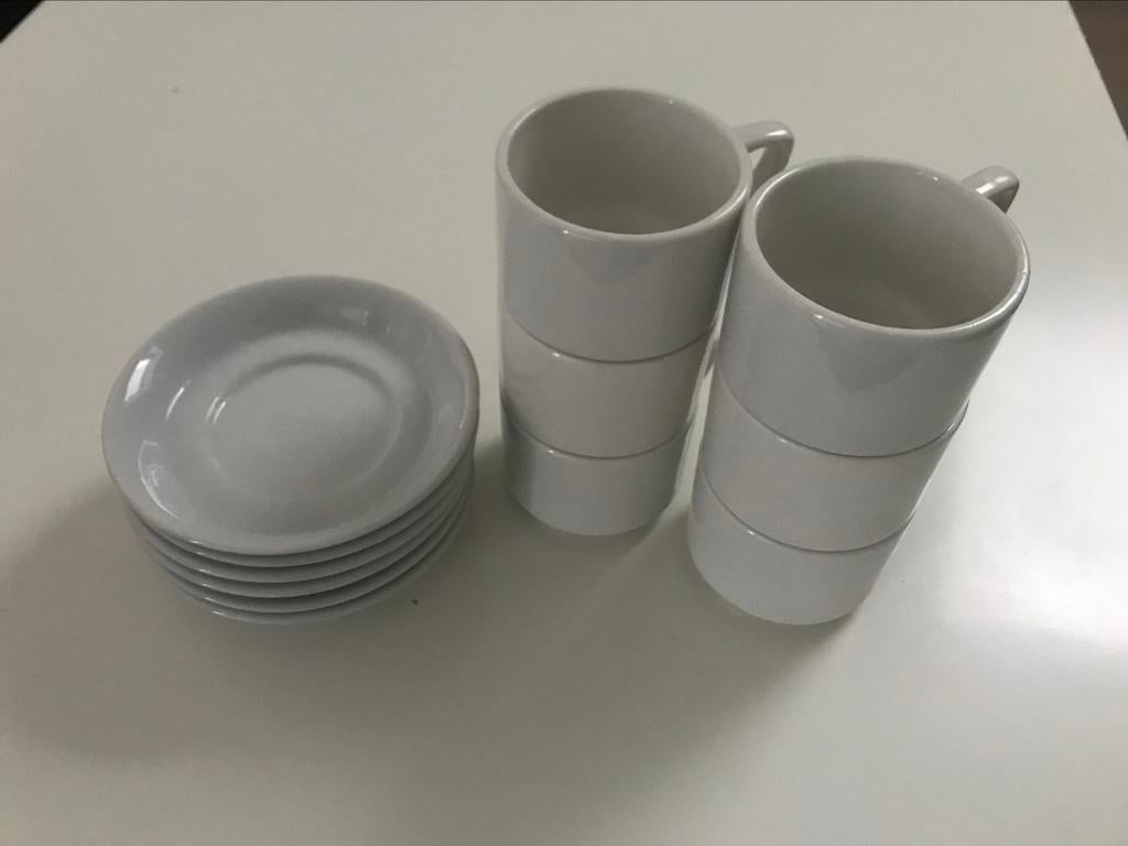 6 tassen en bordjes Boch, Enlèvement ou Envoi, Comme neuf, Poterie, Service complet