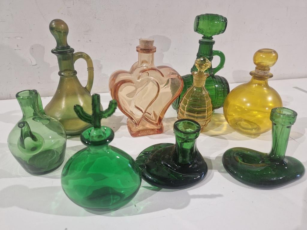 Set van 9 stuks ,  empoli glas , Belgisch glas , cactus enz., Antiek en Kunst, Ophalen of Verzenden