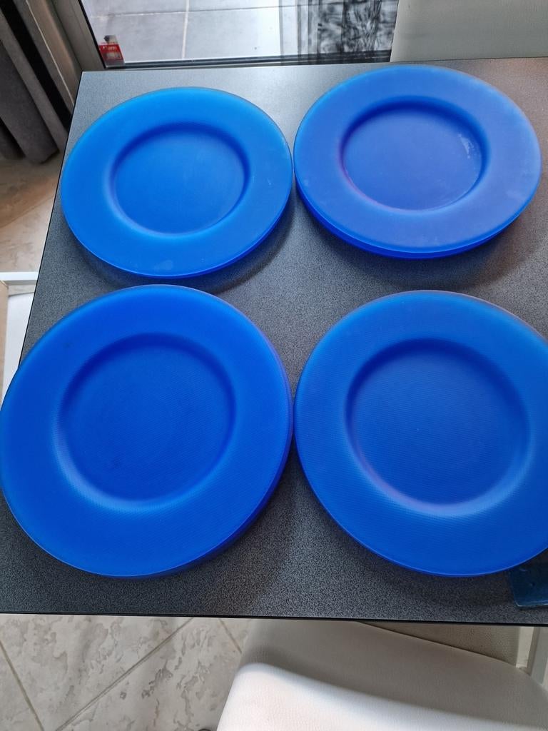 12 blauwe borden 33cm, Ophalen, Zo goed als nieuw, Bord(en)