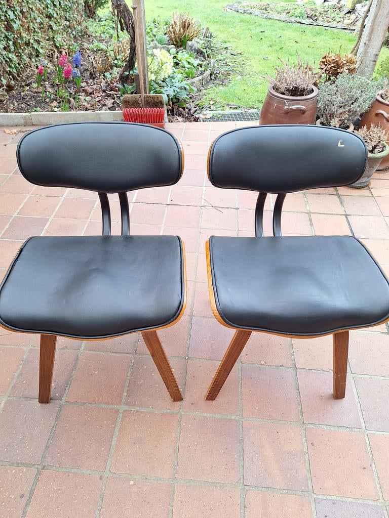 2 dutchbone blackwood stoelen .donkerbruin ,zwart kunstleer, Huis en Inrichting, Ophalen, Zwart