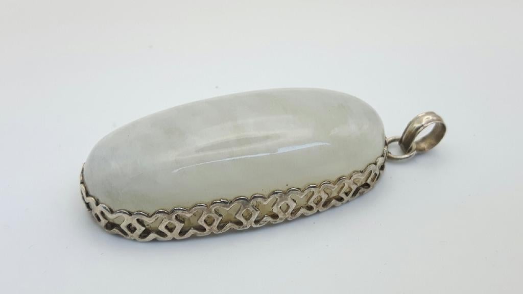 grand pendentif en forme de pierre de lune en argent 925, Enlèvement ou Envoi, Comme neuf