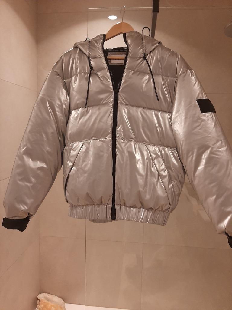 Zilverkleurige bomberjack met capuchon "calvin klein" mt s, Overige kleuren, Calvin klein jeans, Nieuw, Ophalen of Verzenden