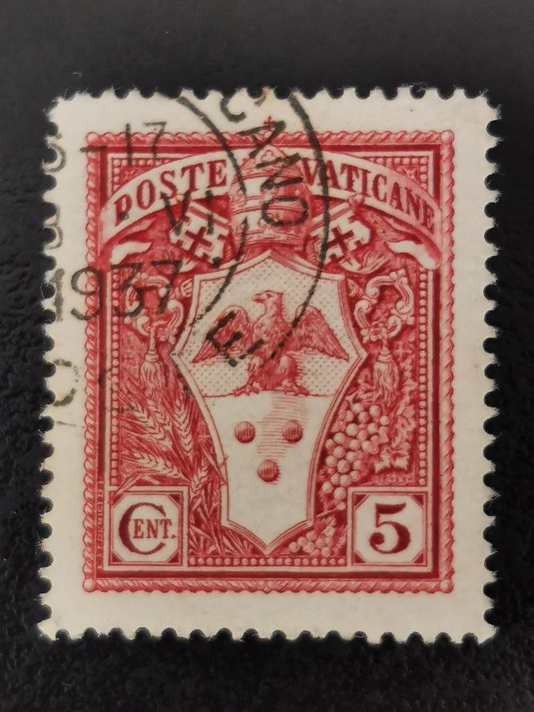 Vaticaanstad 1933 - wapenschild van Paus Pius XI, adelaar, Postzegels en Munten, Ophalen of Verzenden, Gestempeld