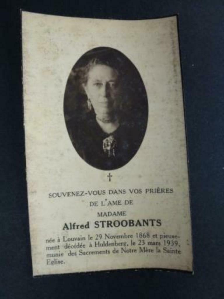 doodsprentje Madame Stroobants Alfred  Louvain 1868, Verzenden, Rouwkaart