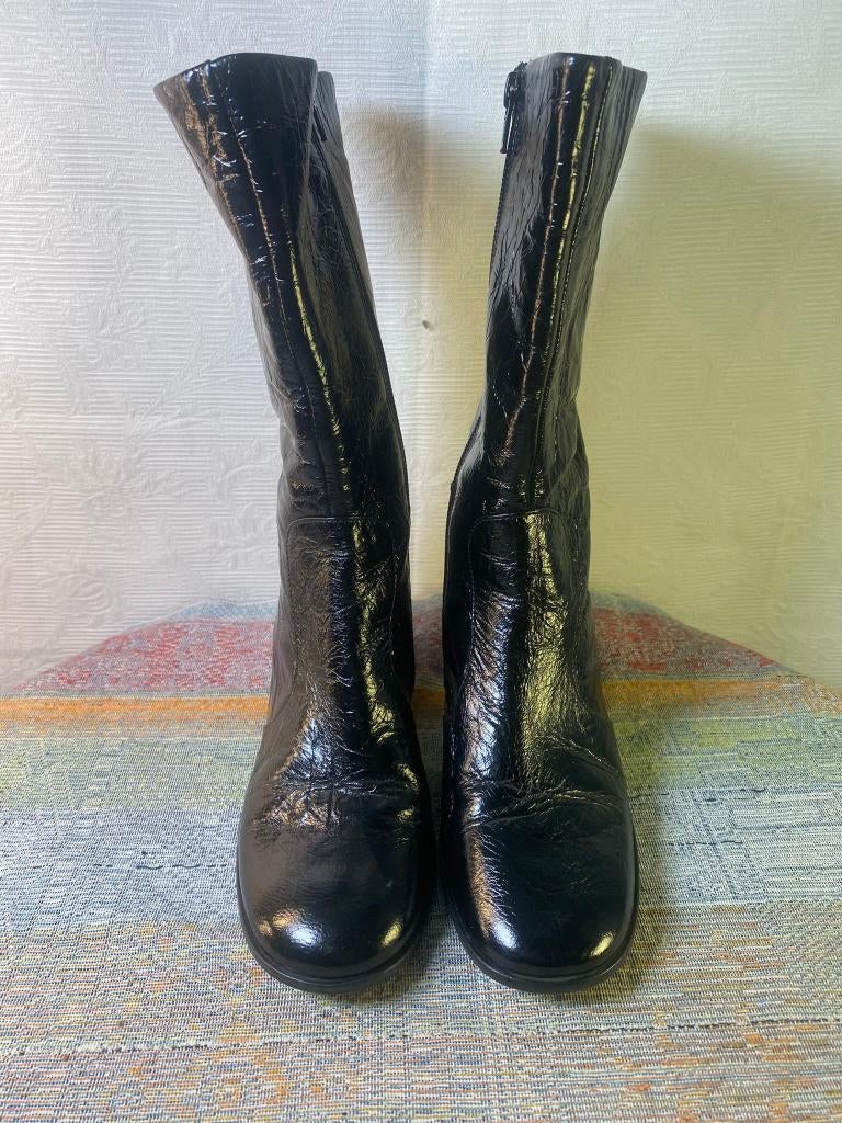 Högl Mid-Calf Boots - Maat 36 - Zwart Leer - Blokhak - Zgan!, Kleding | Dames, Schoenen, Zo goed als nieuw, Hoge laarzen, Zwart