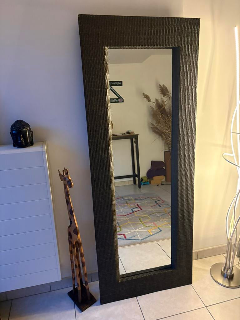 Spiegel in rotan, Huis en Inrichting, Ophalen, Zo goed als nieuw
