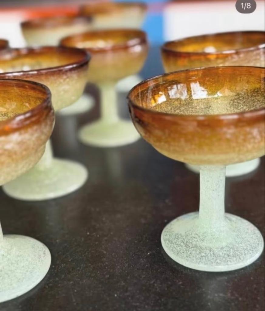 Glazen dessertcoupes in muranoglas, stukprijs, Antiek en Kunst, Antiek | Glaswerk en Kristal, Ophalen of Verzenden
