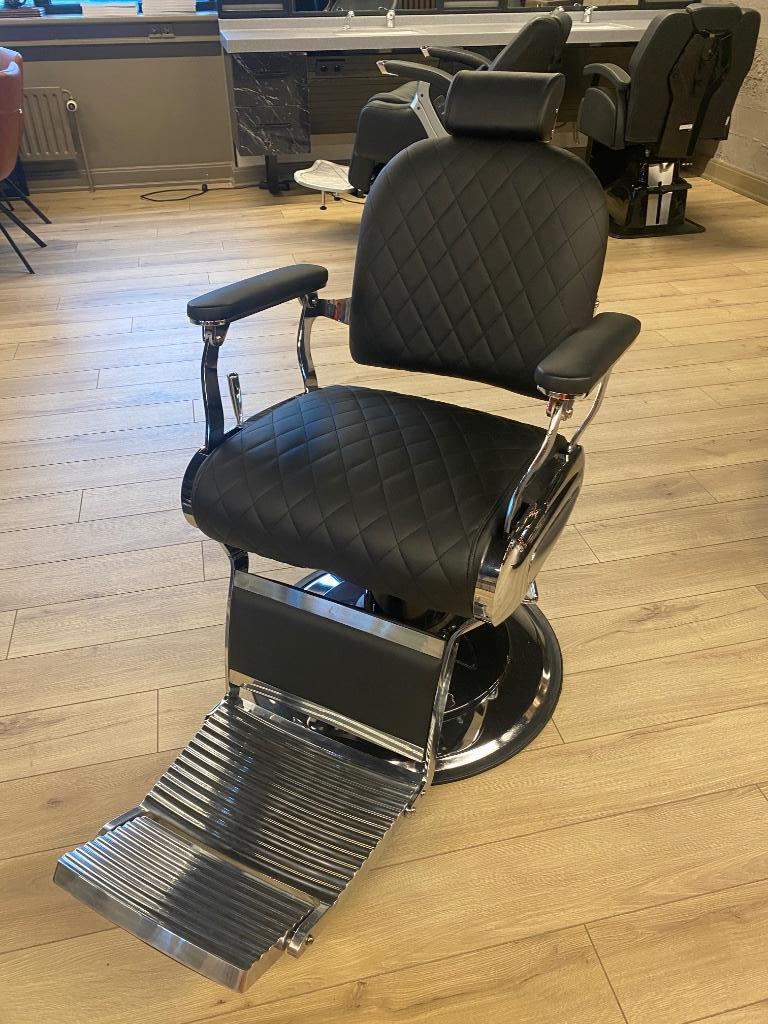 Barbierstoel Long Leo barberstoel tattoo barbier knip stoel, 75 m² of meer, Zwart, Overige typen, Nieuw