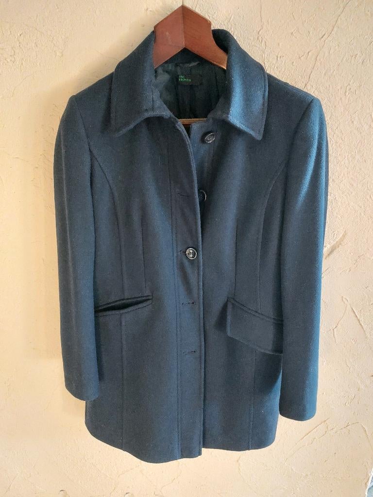 Halflange, koningsblauwe damesmantel van Benetton, Kleding | Dames, Ophalen, Gedragen, Maat 38/40 (M), Blauw