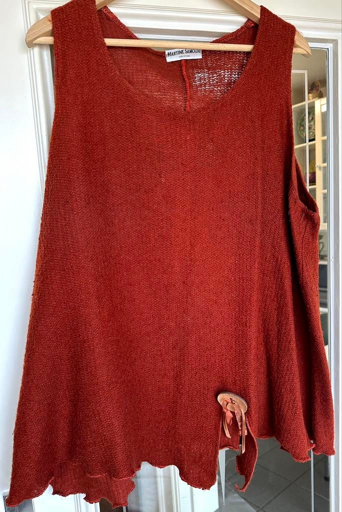 Top (débardeur) dame, Martine Samoun, années 2010, XL, Martine Samoun, Comme neuf, Brun, Chemise ou Top