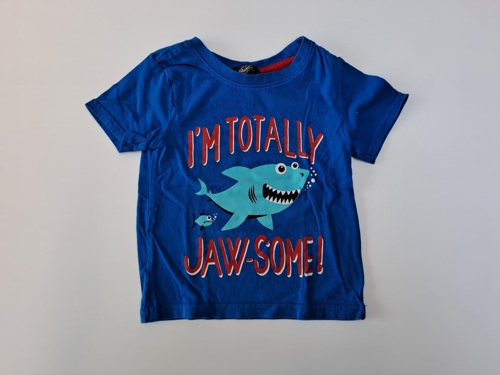 Mt 24-36 m Blauwe T-shirt I'm totally jaw-some!, Kinderen en Baby's, Kinderkleding | Maat 92, Ophalen of Verzenden, Zo goed als nieuw