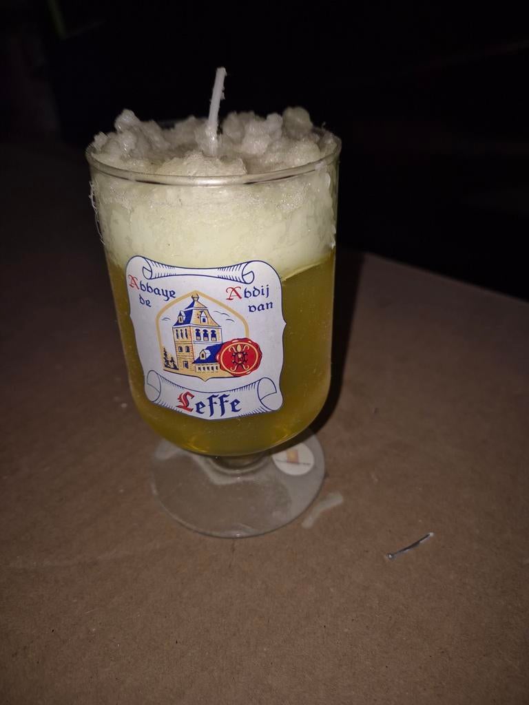 Bierglas kaars leffe, Verzamelen, Biermerken, Verzenden, Leffe