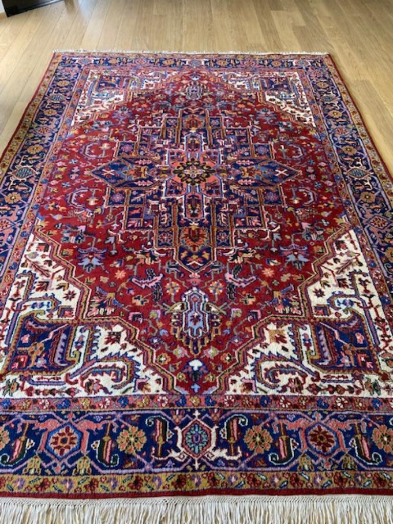 Tapijt Heriz rood 344 x 250 cm, Ophalen, Gebruikt, 200 cm of meer, Rechthoekig