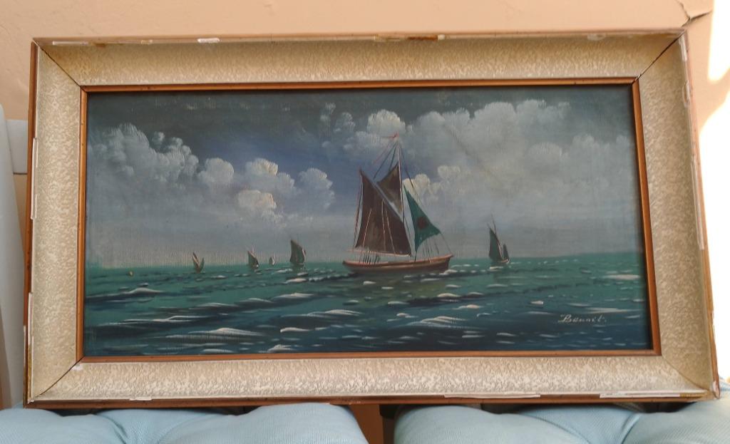 SCHILDERIJ ZEILBOTEN OP ZEE, Ophalen