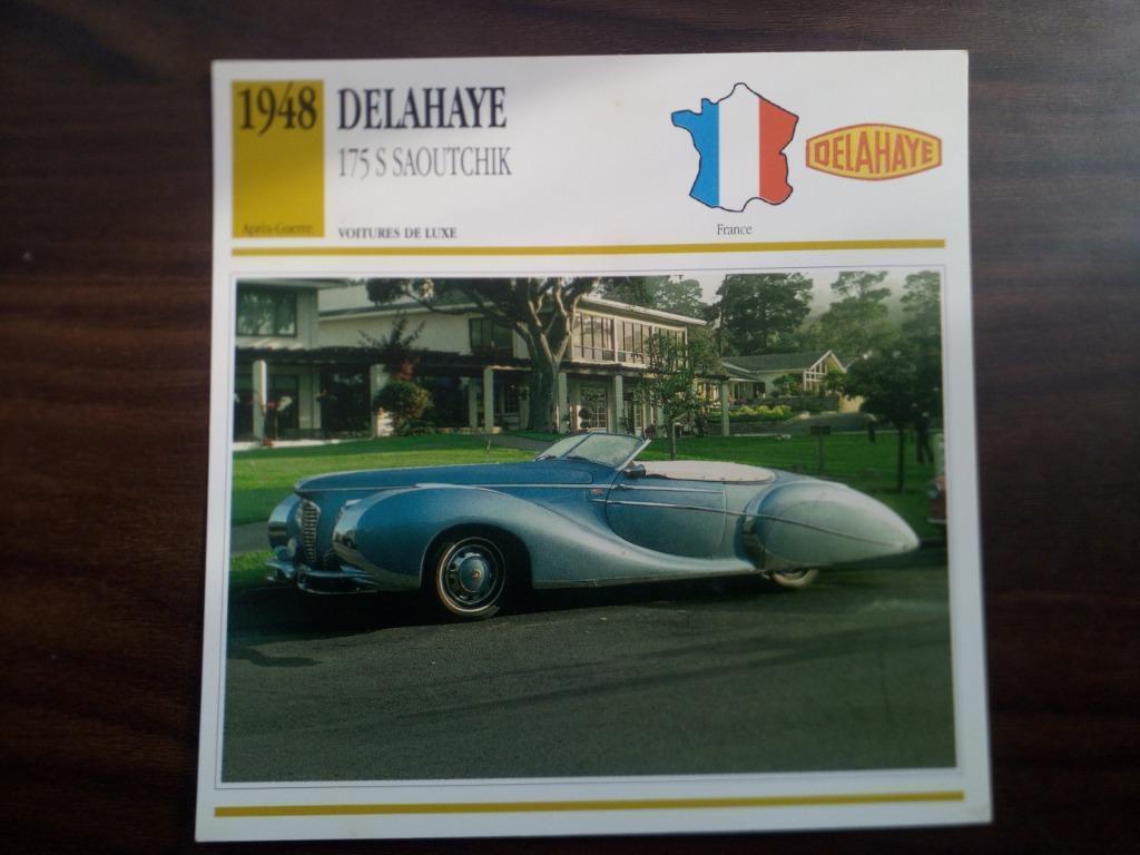 Delahaye - Fiches Edito Service période construction 1948-54, Enlèvement ou Envoi, Comme neuf, Voitures