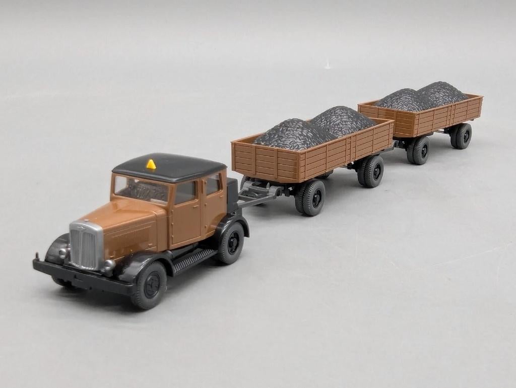 1:87 Wiking 3500 Hanomag ST 100 met 2 aanhangers met kolen, Hobby & Loisirs créatifs, Voitures miniatures | 1:87, Enlèvement ou Envoi