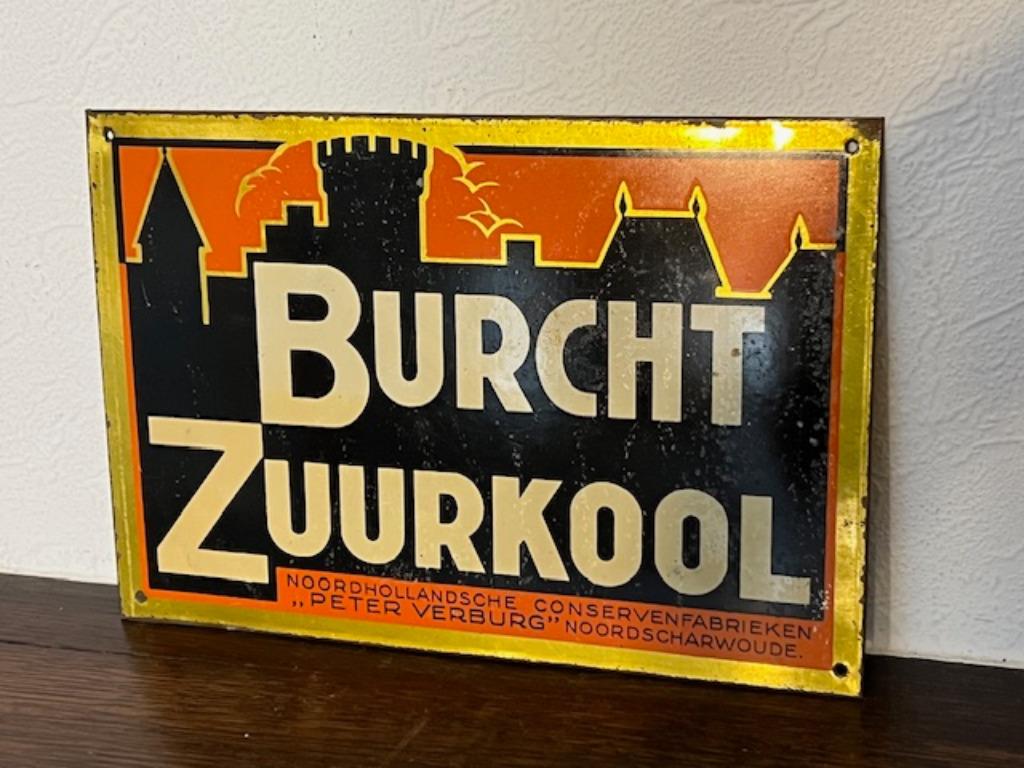 Panneau publicitaire en tôle pour Burcht Zuurkool choucroute, Enlèvement