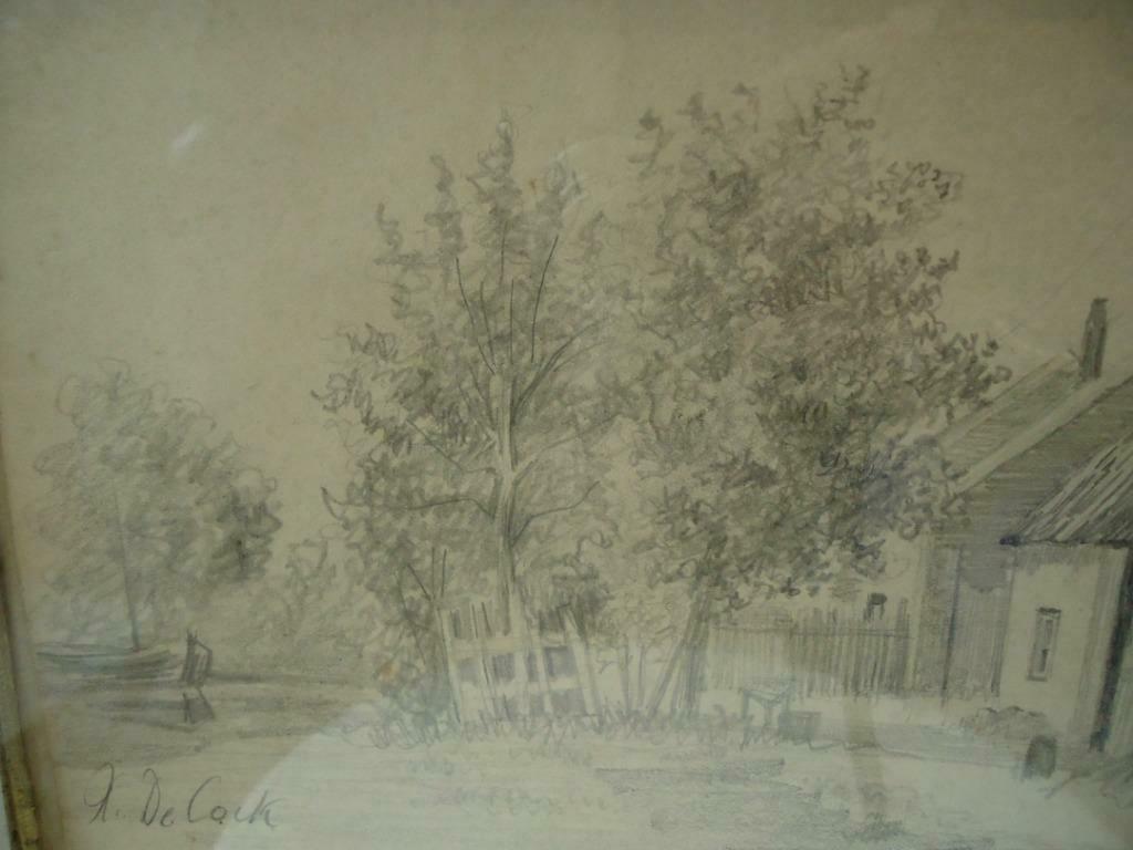 Xavier DE COCK LATEMSE school potlood tekening hoevetjes, Antiek en Kunst, Ophalen