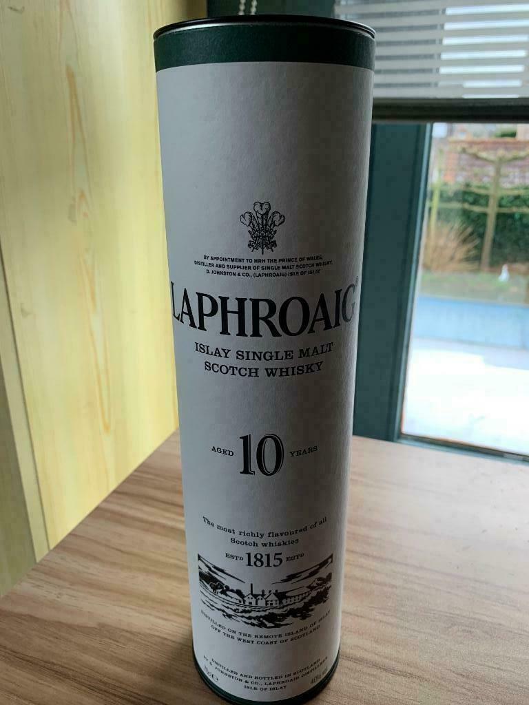 Koker : Laphroaig islay single malt whisky 10 years, Ophalen of Verzenden, Nieuw
