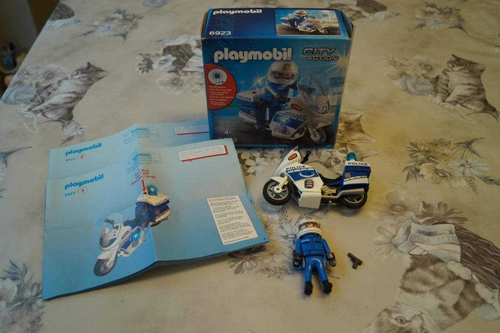 playmobil politiemotor met licht 6923, Ophalen of Verzenden, Zo goed als nieuw, Complete set