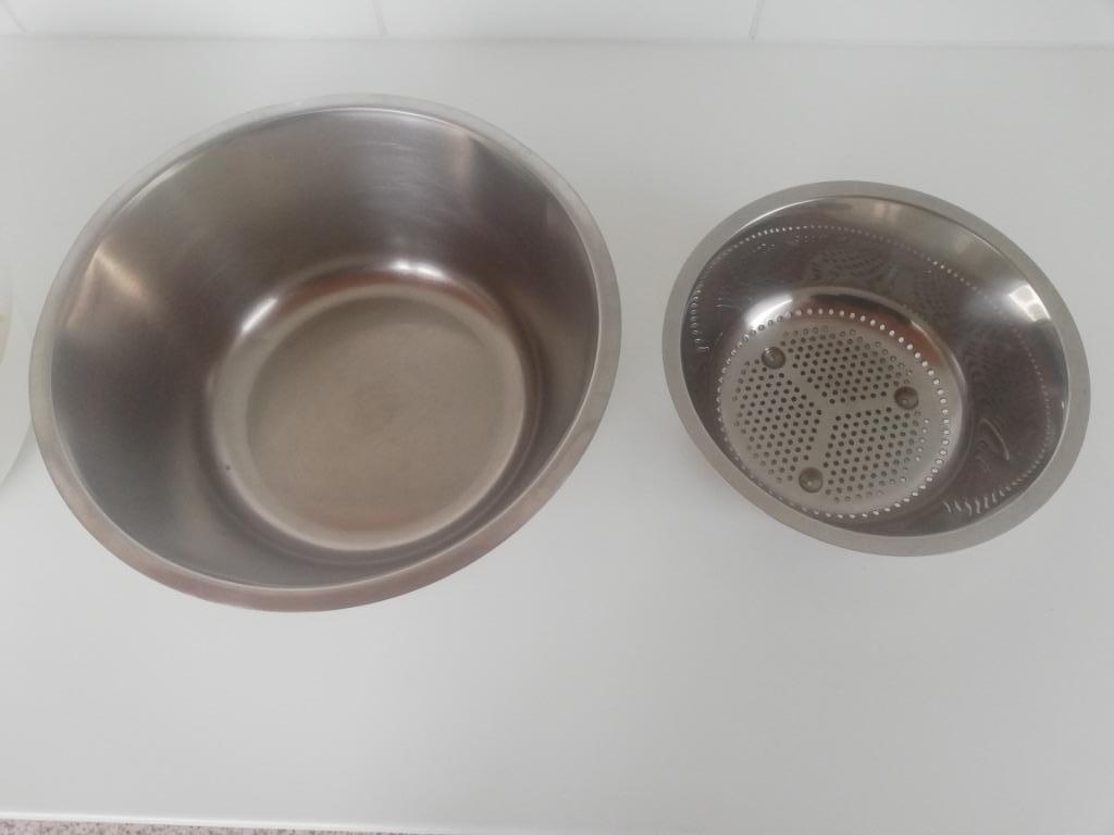 Inox kom mengkom beslagkom + vergiet, Ophalen of Verzenden, Gebruikt, Inox, Overige typen