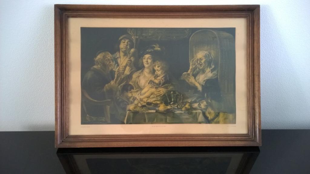 Jacob Jordaens :  zeer oude reproductie in kader, Antiek en Kunst, Ophalen of Verzenden