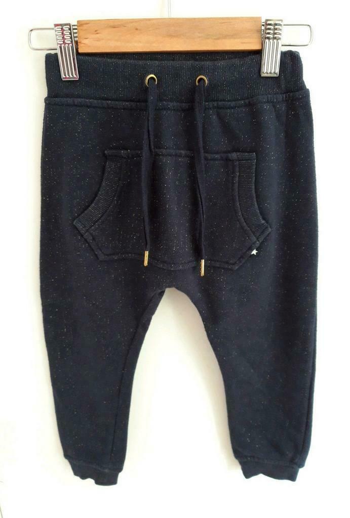 Donkerblauwe broek Molo met glitters - maat 98, Broek, Ophalen of Verzenden, Zo goed als nieuw, Molo