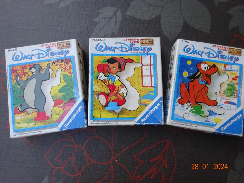 Ravensburger, 3 houten puzzel Walt Disney*VINTAGE* 1983!, Ophalen of Verzenden
