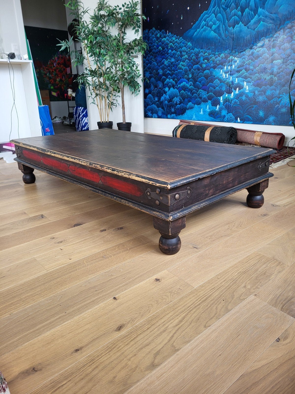 Belle table basse orientale en bois massif XXL, Enlèvement