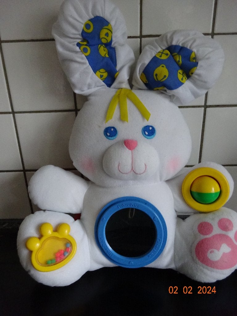 Vintage 1989 Fisher Price Discovery Bunny Rabbit Plush, Kinderen en Baby's, Speelgoed | Fisher-Price, Ophalen of Verzenden