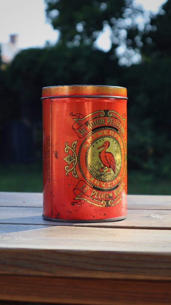 De Roode Pelikaan (Rood) Blik, Verzamelen, Blikken, Zo goed als nieuw, Koffie, Overige merken, Ophalen