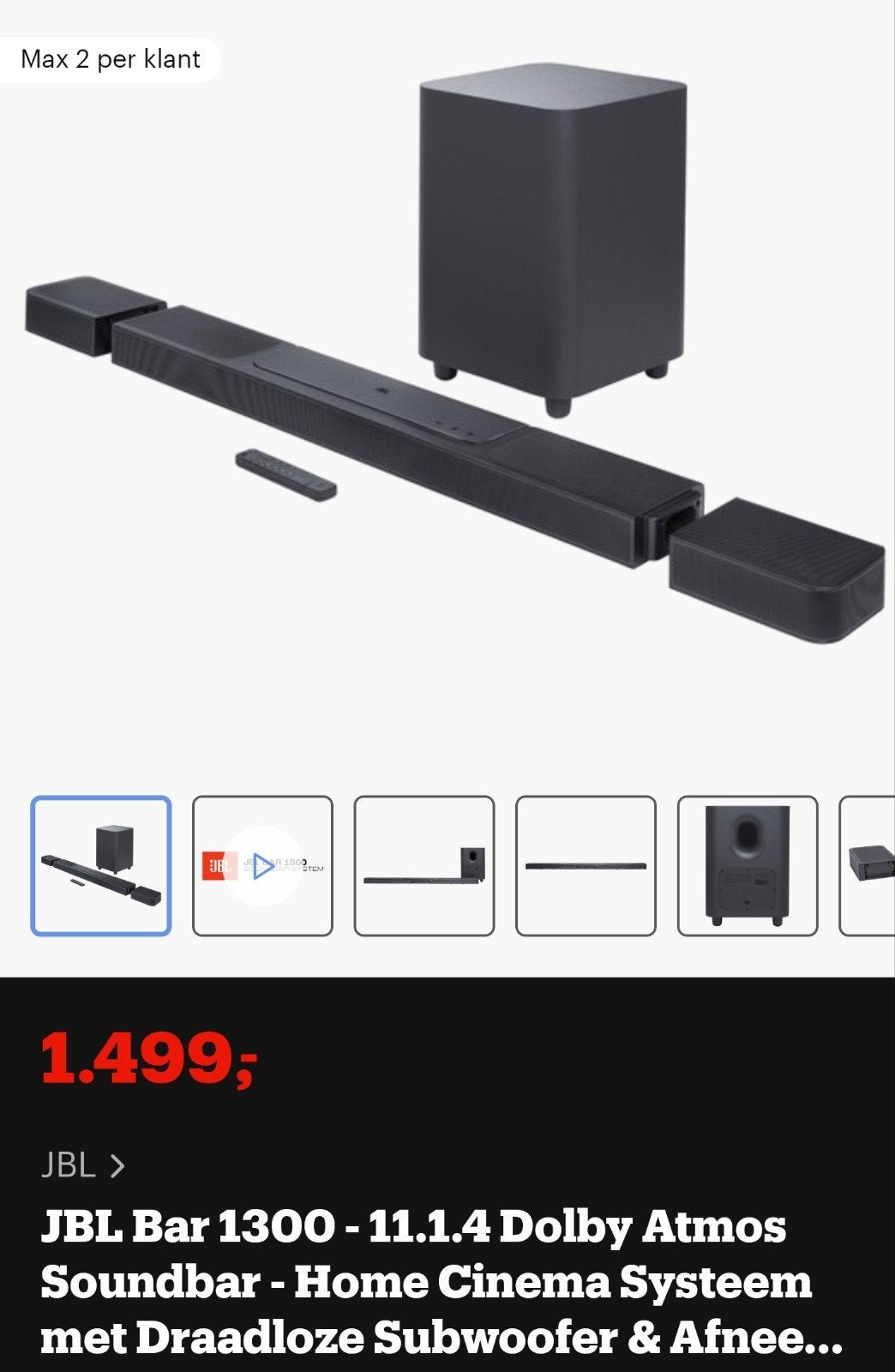 JBL Bar 1300 Dolby Atmos soundbar, TV, Hi-fi & Vidéo, Barres de son, Enlèvement, Bluetooth, Comme neuf