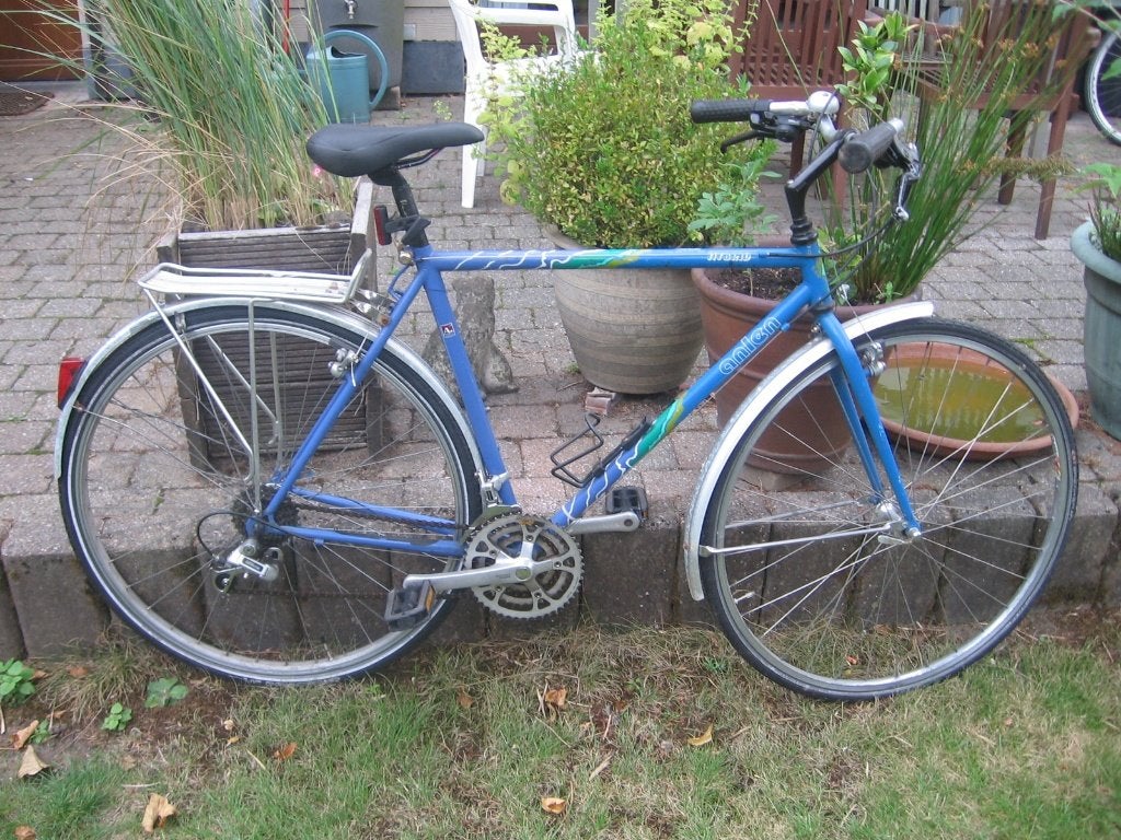 28 inch rijklare blauwe alu herenfiets met 7 versnellingen, Autres marques, Vitesses, Frein sur jante, Enlèvement