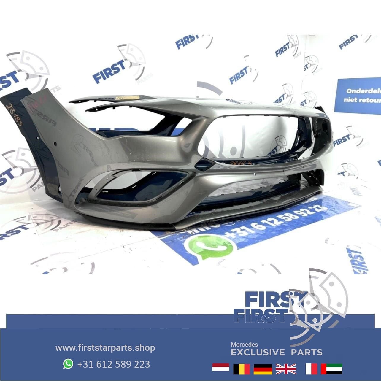 W118 CLA AMG LINE VOORBUMPER GRIJS Mercedes 2019-2022 ORIGIN, Gebruikt, -, Voor, Ophalen of Verzenden