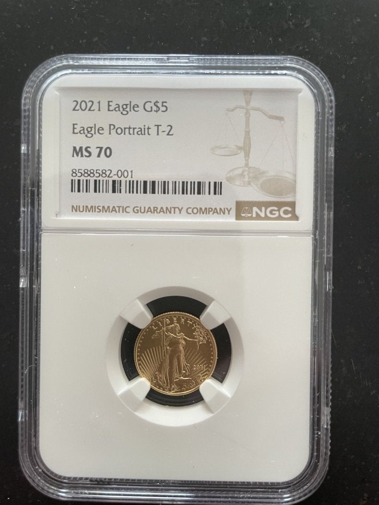 Gouden Eagle 5 dollar 2021 NGC, Ophalen of Verzenden, Midden-Amerika, Losse munt, Goud