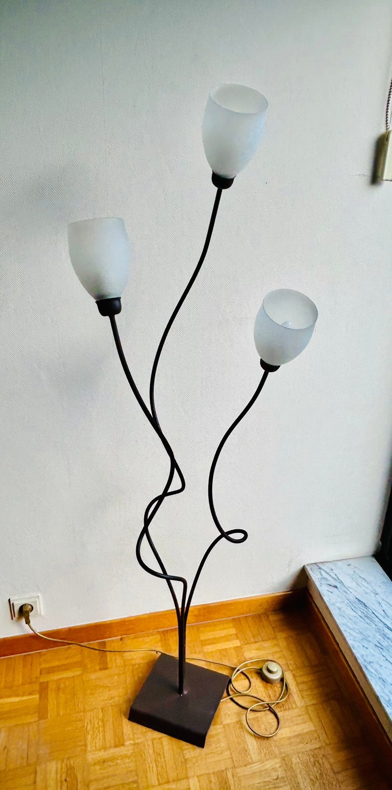 Lampadaire tulipes en verre, Maison & Meubles, Enlèvement, Comme neuf, Verre