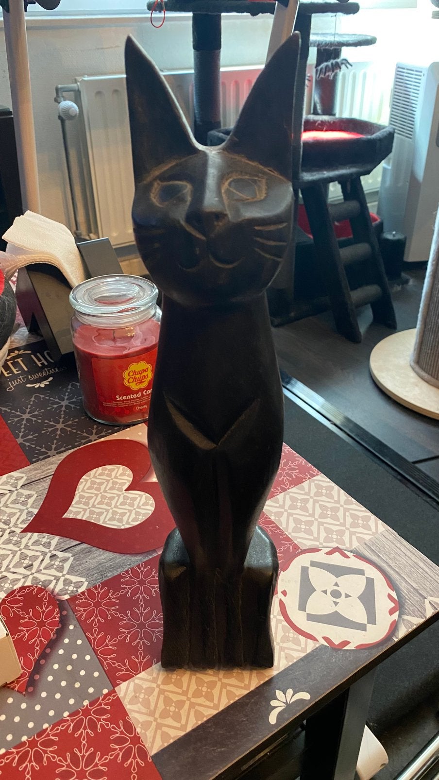 Chat en bois décoratif 38cm, Enlèvement, Utilisé